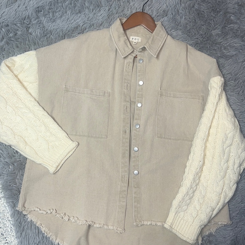 POL jacket with sweater sleeves